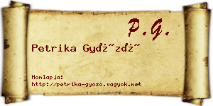 Petrika Győző névjegykártya